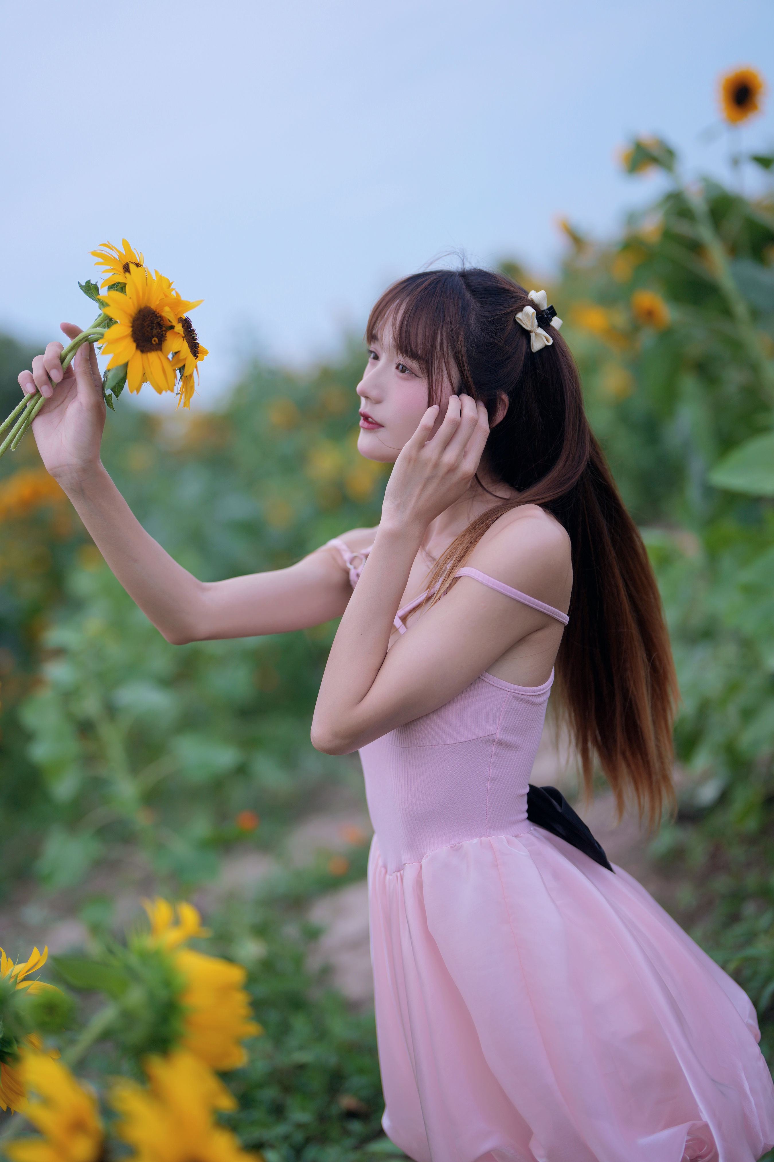 蓝调向日葵少女 向日葵 少女 人像 摄影 小姐姐 写真