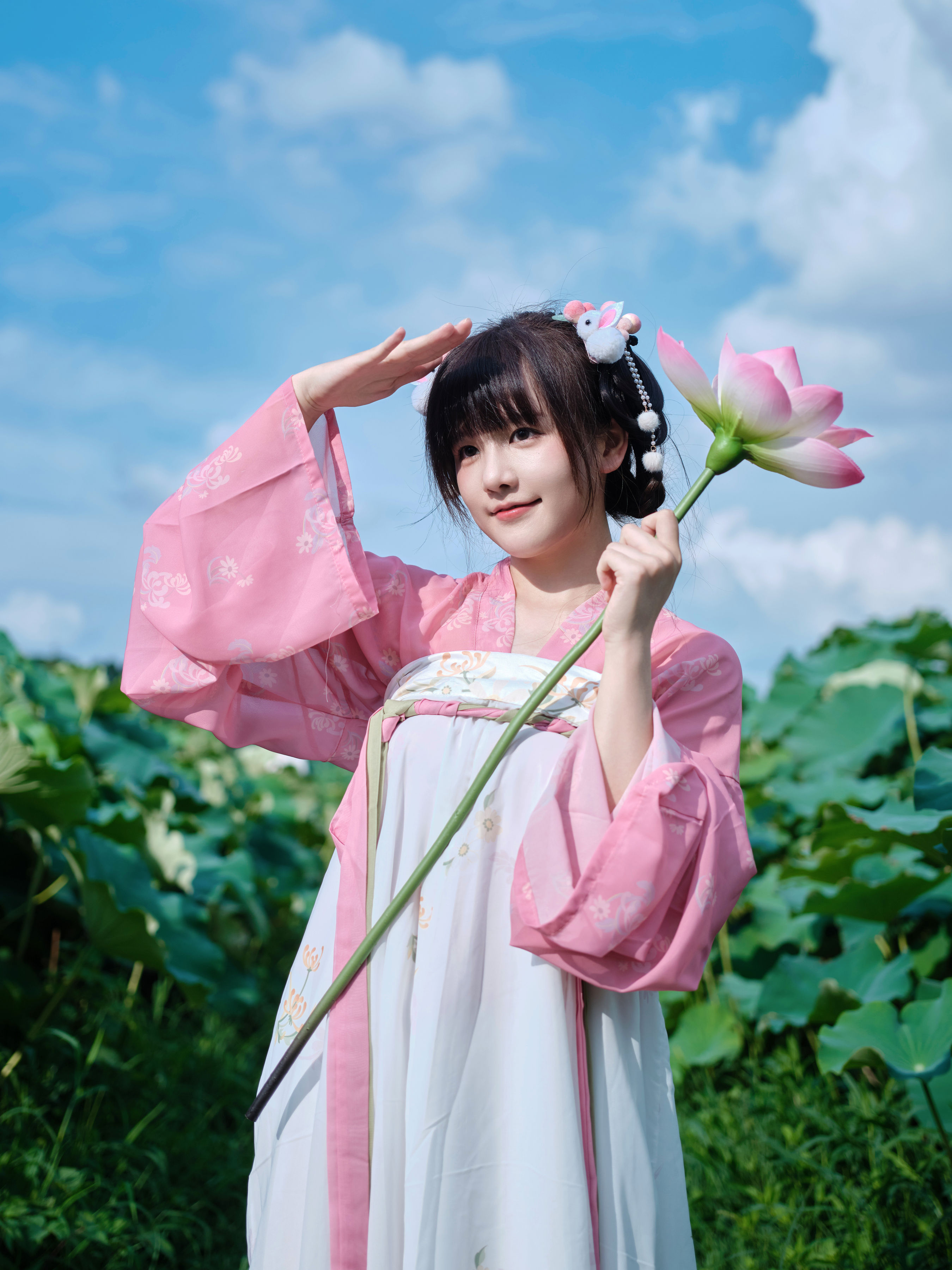荷 荷花 少女 汉服 小清新 古装 写真 可爱