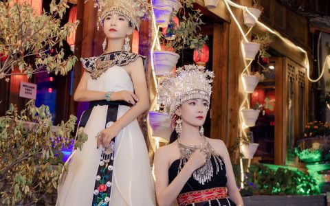 黑白姐妹小姐姐 个人写真 夜景人像 民族风 闺蜜 – YiTuYu艺图语