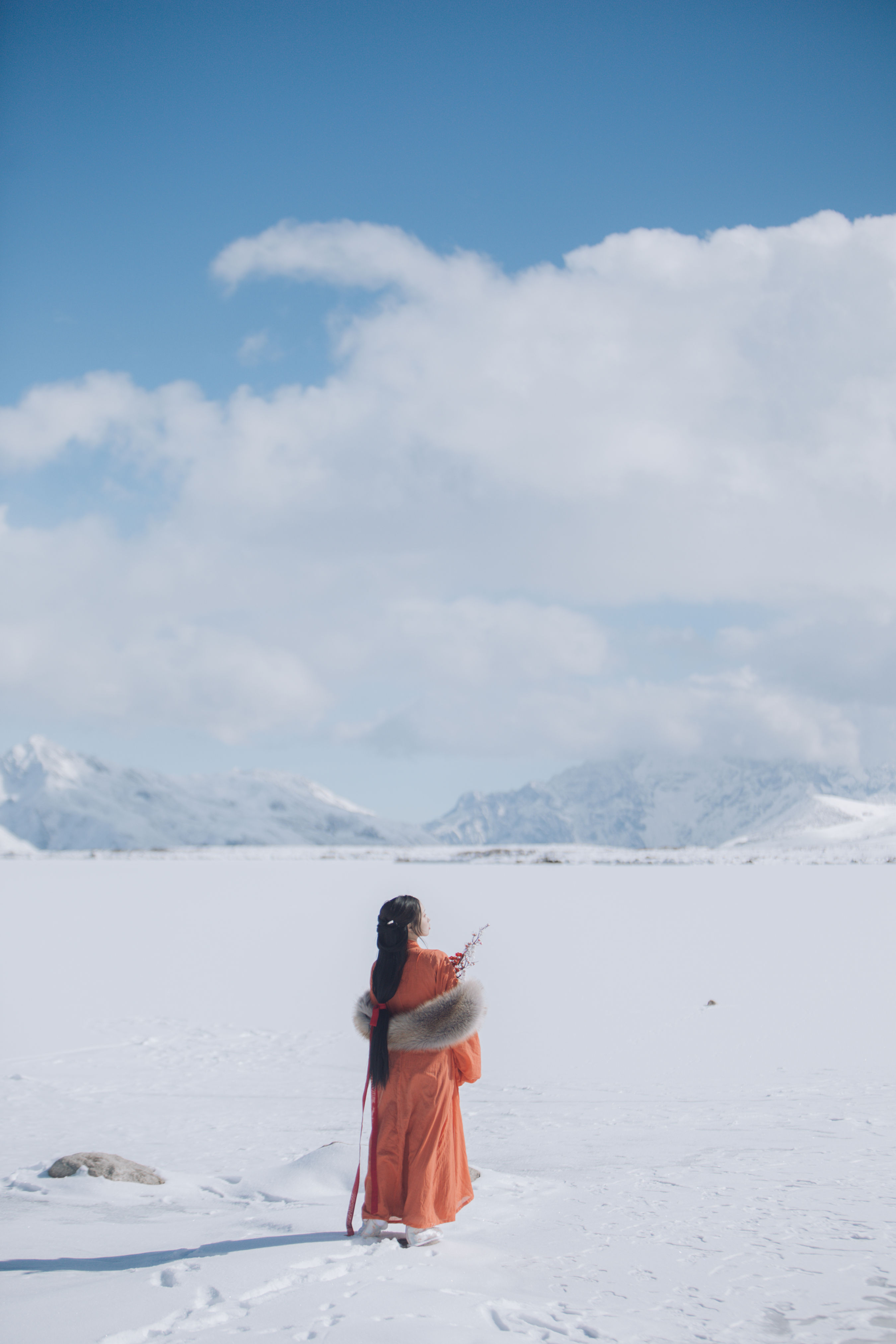 塞外雪 古风 冬天 雪景 古风红衣女子