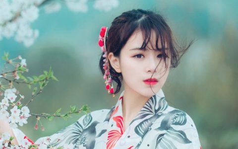 流樱樱花 和服 少女 唯美 小清新 春天 – YiTuYu艺图语